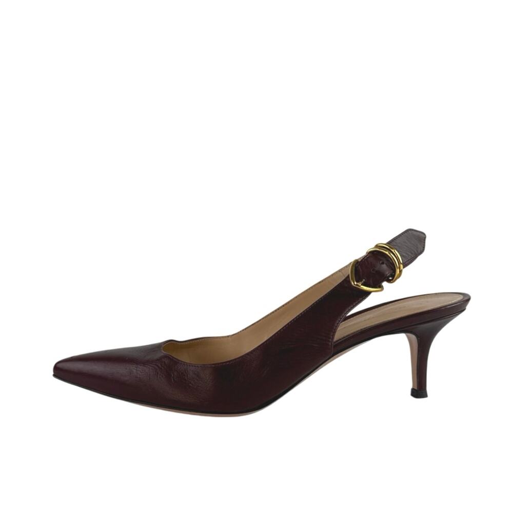 Gianvito Rossi Burgundy Red Slingback Pointed Toe Pump Heels Size EU 40 US 9